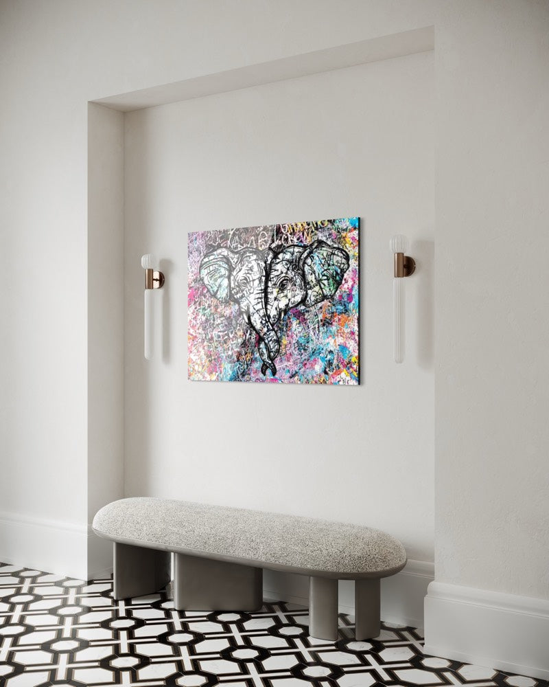 twin elephants pop art plexiglass artwork contemporary elephant yoons