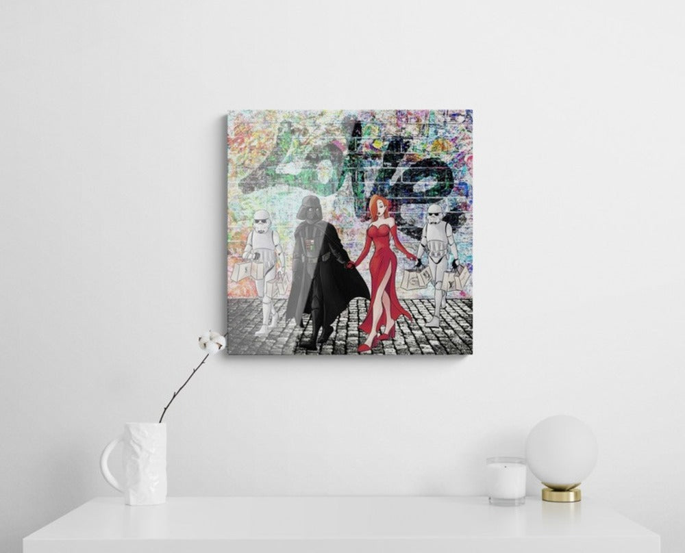 dark romance pop art plexiglass artwork cinematic couple yoons
