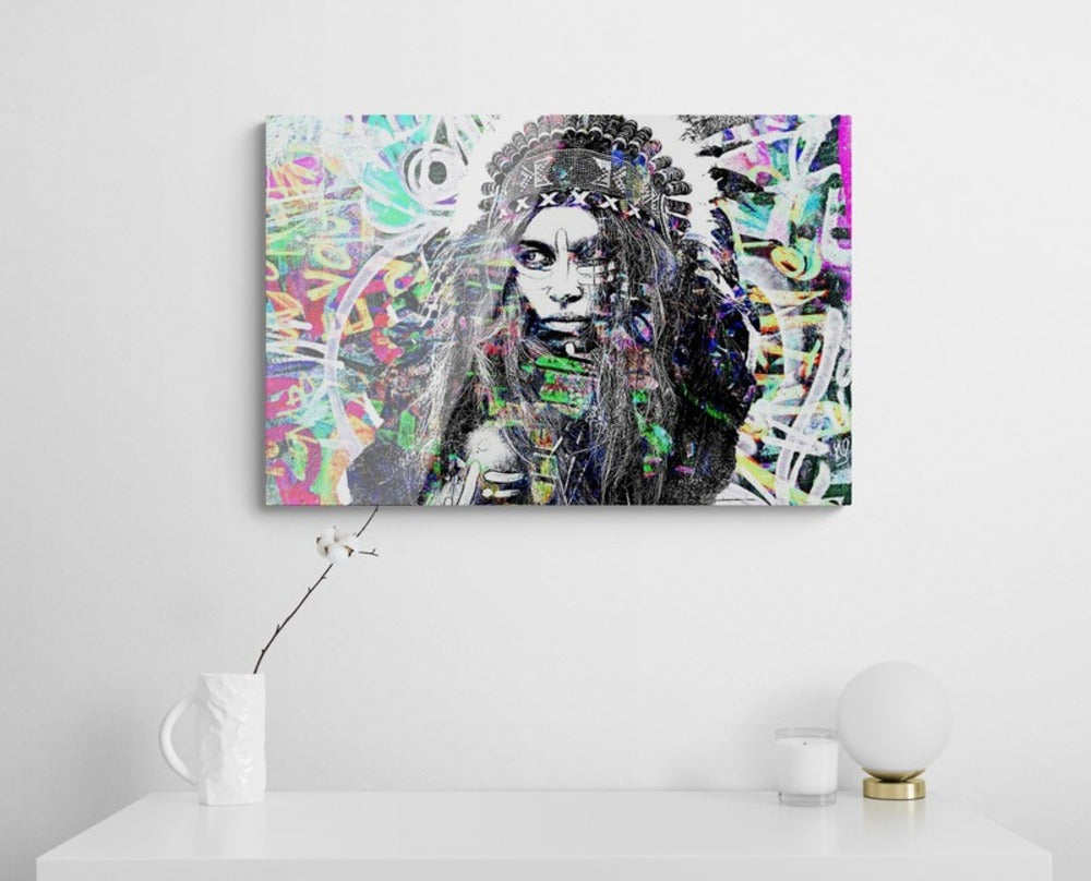 tribal muse pop art plexiglass artwork native portrait yoons