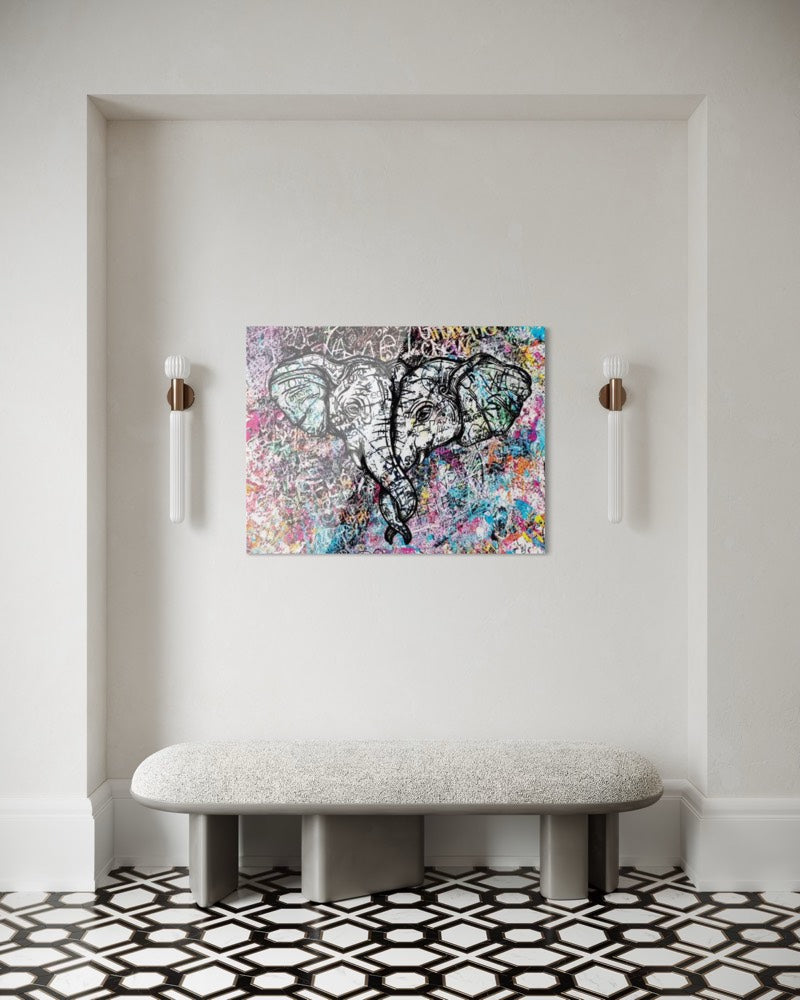 twin elephants pop art plexiglass artwork contemporary elephant yoons